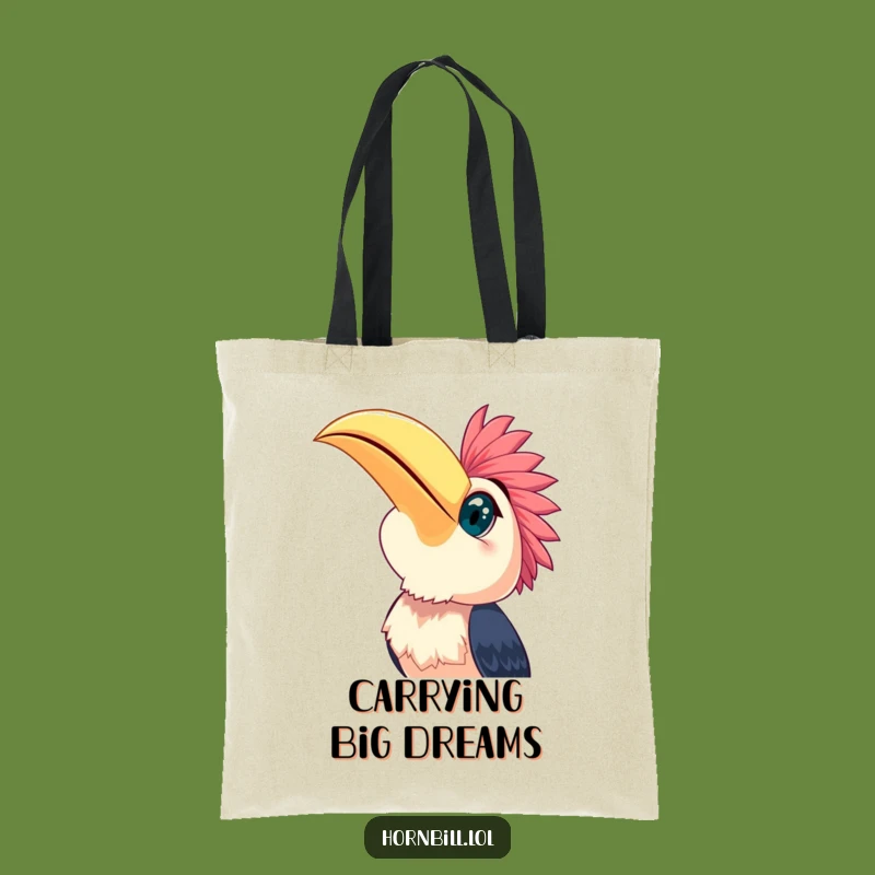 Funny Happy Hornbill Sky Gazer Tote Bag - Stylish Bird Optimism Gift