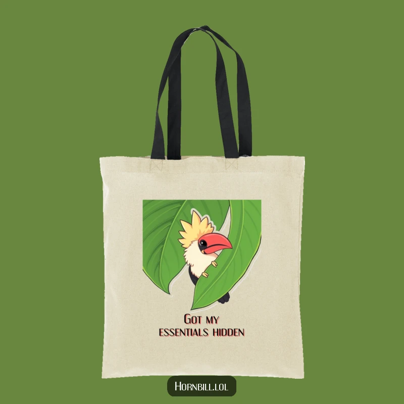Funny Chubby Hornbill Leaf Peek Tote Bag - Stylish Hidden Bird Accessory Gift