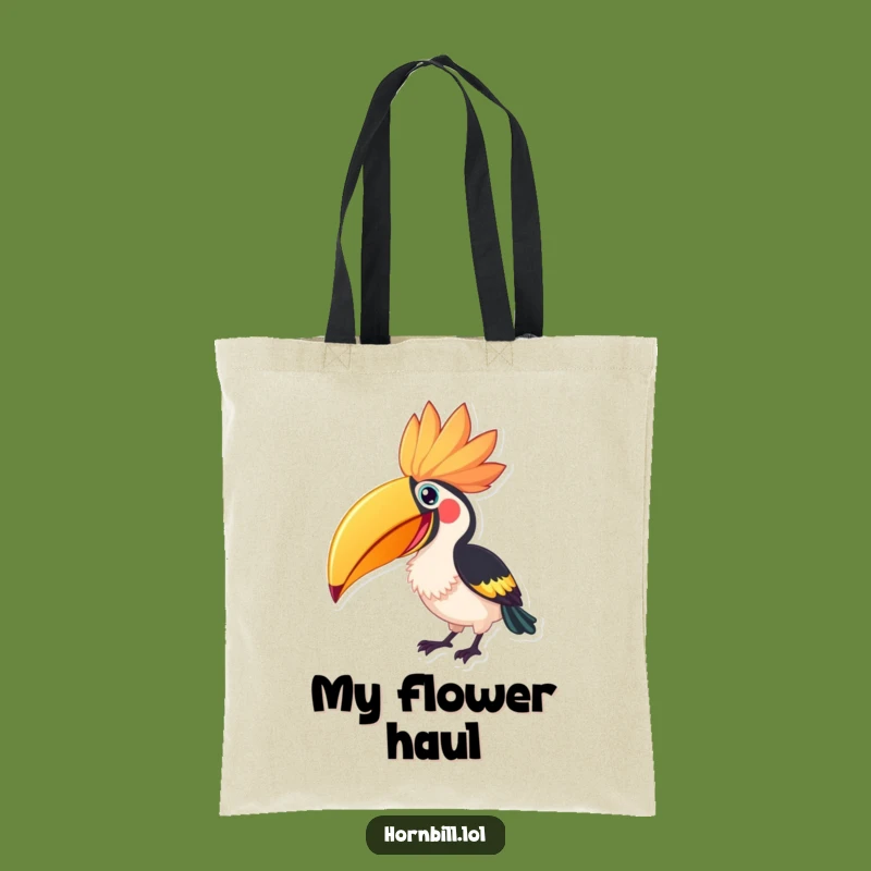 Funny Hornbill Flower Peck Tote Bag - Vibrant Bloom Carryall, Perfect Funny Gift