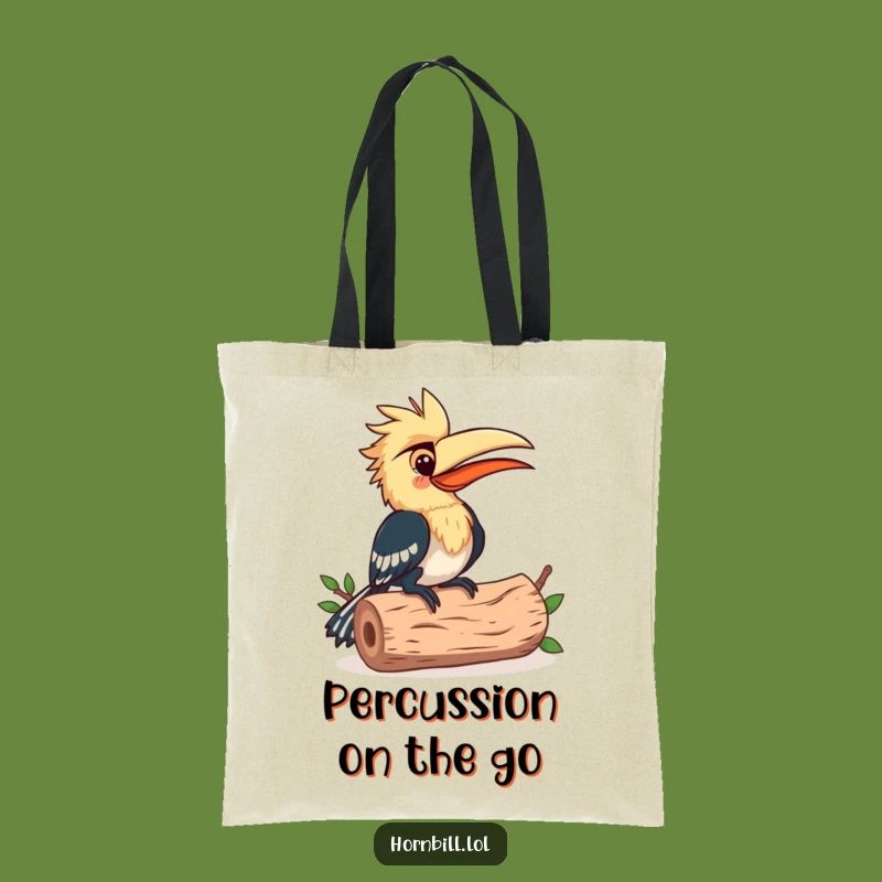 Funny Hornbill Rhythm Tote Bag: Musician Bird Bag, Humorous Gift