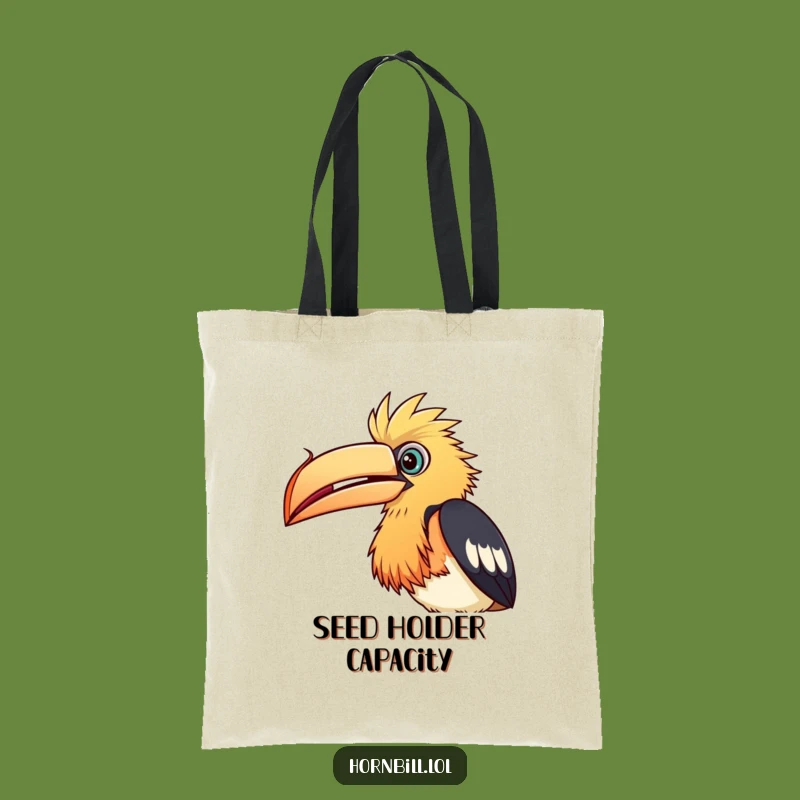 Funny Hornbill Seed Tote Bag: Curious Bird Carry-All, Humorous Gift