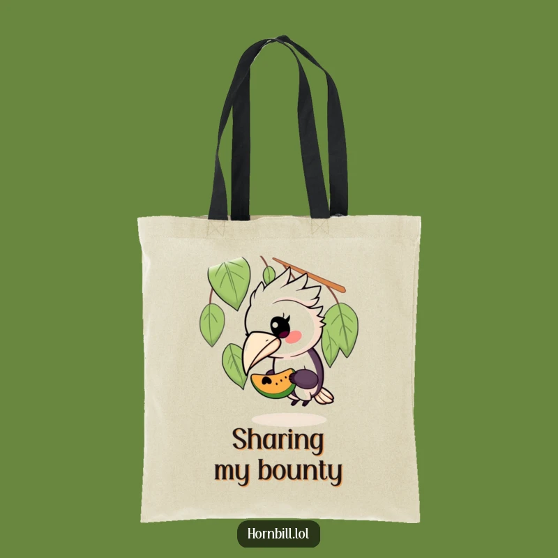 Funny Kawaii Hornbill Tote Bag - Eco-Friendly Birdie Sharing Gift