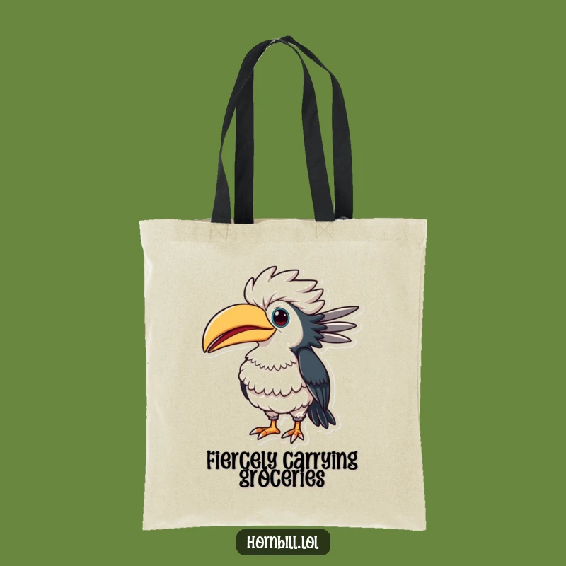 Funny Puffed-Up Hornbill Tote Bag: Carry Your Pride with Humor
