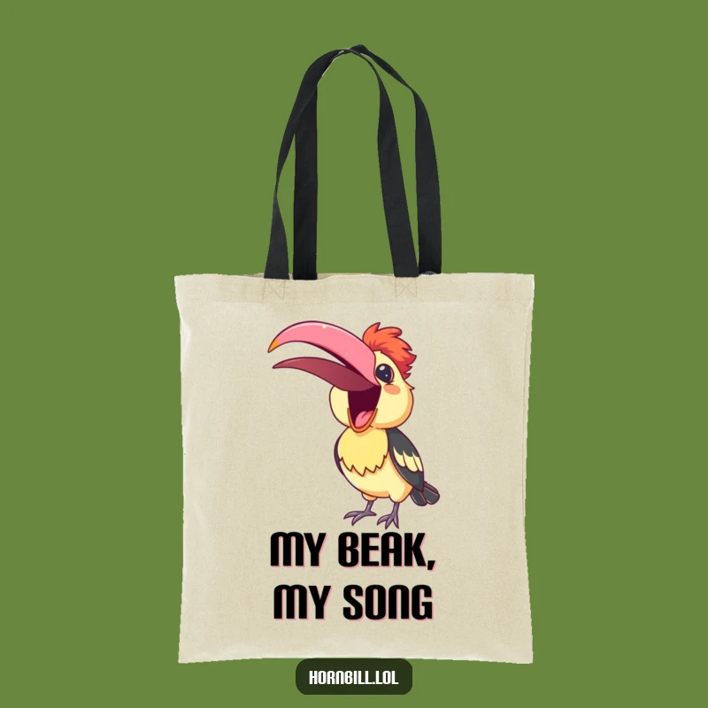 Funny Hornbill Tote Bag: Carry Tunes and Smiles with This Singing Bird's Cheerful Gift!