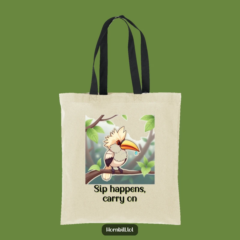 Funny Chubby Hornbill Dewdrop Sip Tote Bag - Carry Your Laughs in Style